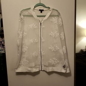 Torrid White Lace Bomber Jacket